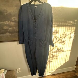 Splendid Navy Button-Front Jumpsuit